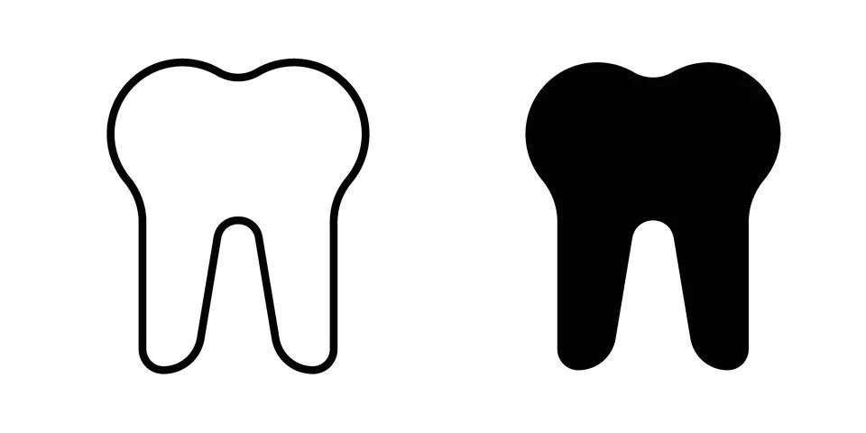 Human teeth icon vector concepts, line and silhouette style Stock Illustration