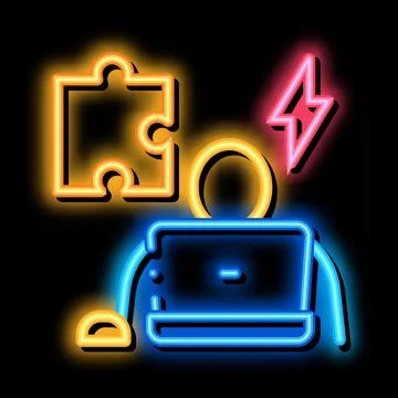 Human testing software neon glow icon illustration Stock Illustration