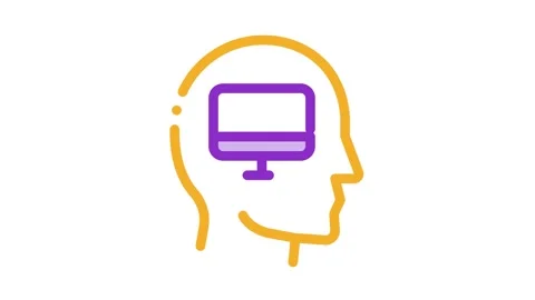 Human think about computer Icon Animation Video stock 145265653