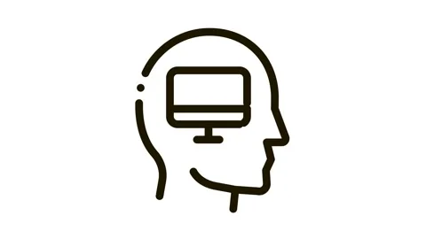 Human think about computer Icon Animation Video stock 145757992