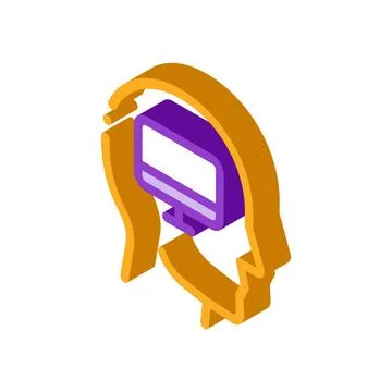 Human think about computer isometric icon vector illustration Illustrazione stock