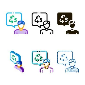 Human thought about ecology icon multipack vector outline Stock Illustration