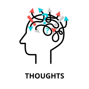 Human Thoughts icon, flat thin line vector illustration Illustrazione stock