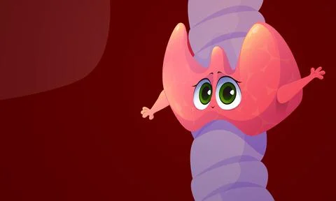 Human thyroid funny cartoon character kawaii gland Stock Illustration