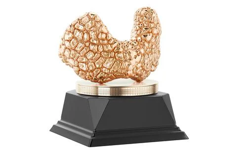 Human thyroid golden award concept. 3D rendering Stock Illustration