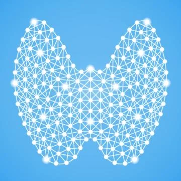 Human Thyroid Isolated On A Blue Background. Vector Illustration. Illustrazione stock