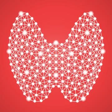 Human Thyroid Isolated On A Red Background. Vector Illustration. Stock Illustration