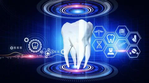Human Tooth Analysis Virtual Reality Illustrazione stock