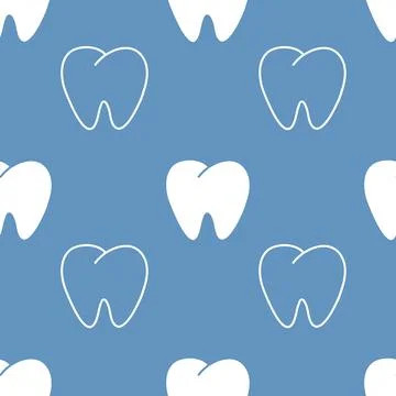 Human tooth seamless pattern, white tooth decoration for dentist Stock Illustration