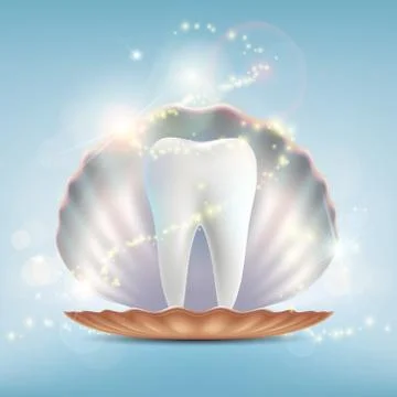 Human tooth in a seashell. Stock-Illustration