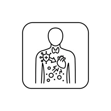 Human torso with immune system attacking thyroid and heart, concept graphic. Stock Illustration