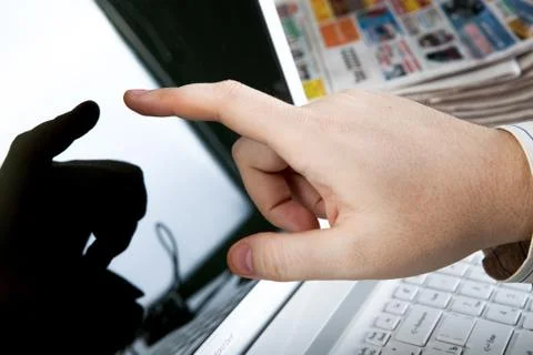 Human touching on the tablet pc Stock Photos