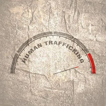 Human trafficking concept. Instrument scale with arrow. Colorful infographic Stock Illustration