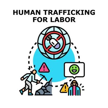Human trafficking for labor concept vector illustration Stock Illustration