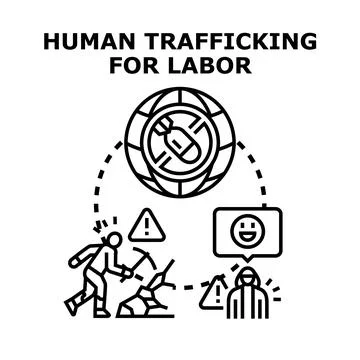 Human trafficking for labor concept vector illustration Stock Illustration