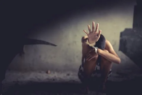 Human trafficking ,Stop abusing violence. Stock Photos