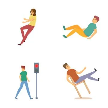 Human traumatization icons set cartoon vector. Case of physical trauma Stock Illustration