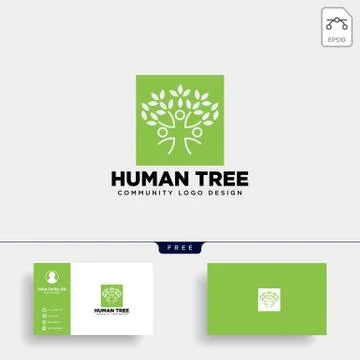 Human tree leaf community logo template vector illustration icon element Stock Illustration