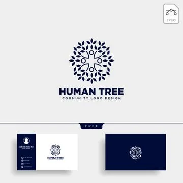 Human tree leaf community logo template vector illustration icon element Illustrazione stock
