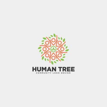 Human tree leaf community logo template vector illustration icon element Illustrazione stock