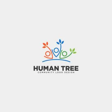 Human tree leaf community logo template vector illustration icon element Stock Illustration