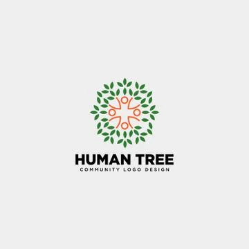 Human tree leaf community logo template vector illustration icon element Stock Illustration