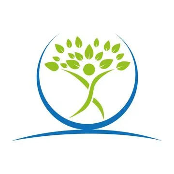 Human tree logo design environmentally icon template vector Illustrazione stock