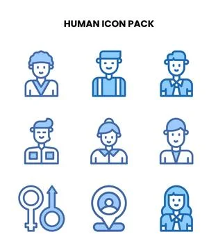 Human Two Colour Collection Icons Pack Stock Illustration