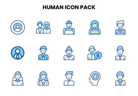 Human Two Colour Icons Pack Stock Illustration