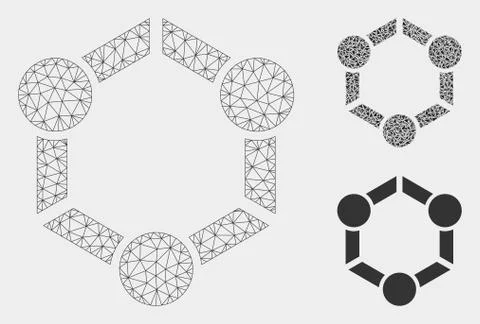 Human Union Vector Mesh Carcass Model and Triangle Mosaic Icon Stock Illustration