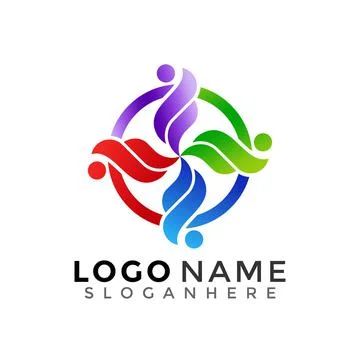 Human unity logo, people group modern gradient logos Designs Vector イラスト素材