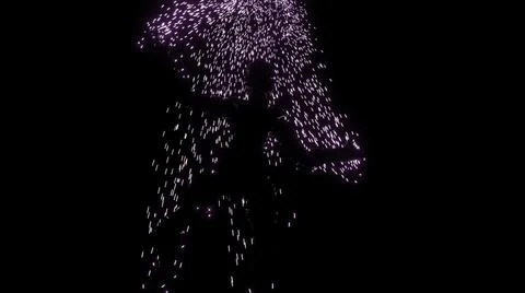 Human unrecognizable figure made of particles falling down with a trail of Stock Illustration
