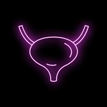 Human urinary bladder neon glowing outline icon Stock Illustration