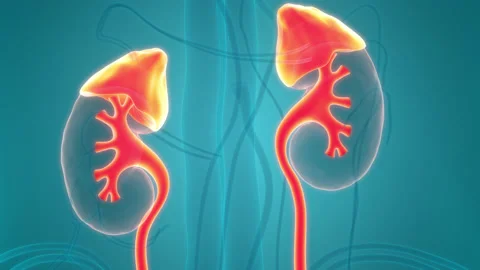 Human Urinary System Kidneys with Bladder Anatomy Animation Concept Video stock 165814748