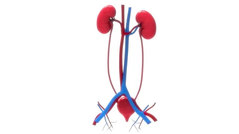 Human Urinary System Kidneys with Bladder Anatomy Animation Concept Видео 166130773