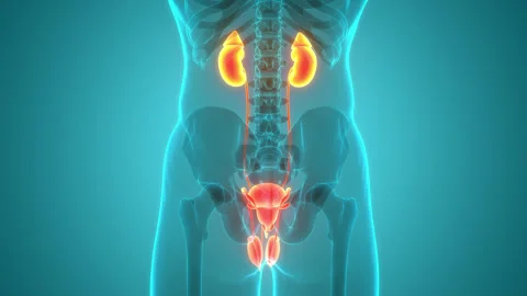 Human Urinary System Kidneys with Bladder Anatomy Stock Footage 240737331
