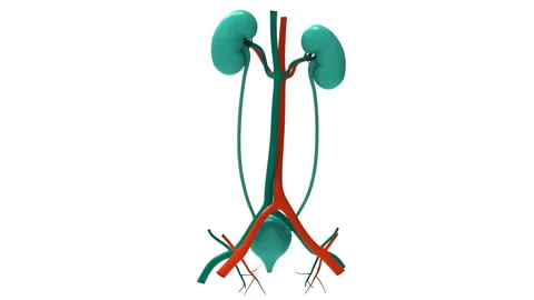 Human Urinary System Kidneys with Bladder Anatomy Stock Footage 250441030