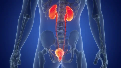 Human Urinary System Kidneys with Bladder Anatomy Animation Concept Stock Footage 266518088