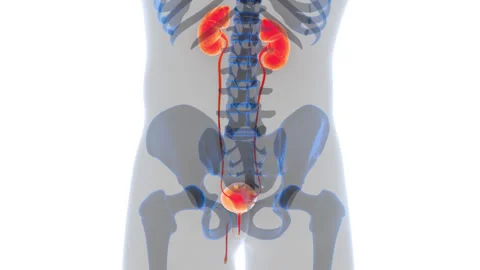 Human Urinary System Kidneys with Bladder Anatomy Animation Concept 스톡 동영상 286012782