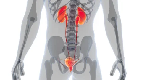 Human Urinary System Kidneys with Bladder Anatomy Animation Concept 스톡 동영상 286014534