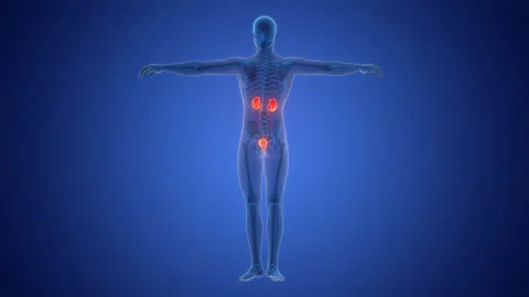 Human Urinary System Kidneys with Bladder Anatomy Animation Concept Stock Footage 291395061