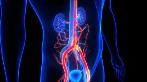 Human Urinary System Kidneys with Bladder Anatomy Animation Concept 스톡 동영상 303624084