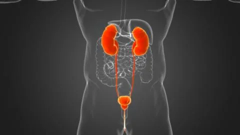 Human Urinary System Kidneys with Bladder Anatomy For Medical Concept 3D Stock Illustration