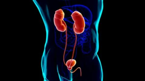 Human Urinary System Kidneys with Bladder Anatomy For Medical Concept 3D Stock Illustration