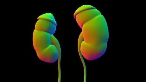 Human Urinary System Kidneys with Bladder Anatomy For Medical Concept 3D Stock Illustration