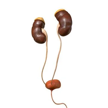Human Urinary System Kidneys with Bladder Anatomy For Medical Concept 3D Illustrazione stock