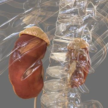 Human Urinary System Kidneys with Bladder Anatomy For Medical Concept 3D Stock Illustration