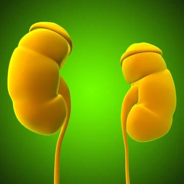 Human Urinary System Kidneys with Bladder Anatomy For Medical Concept 3D Stock Illustration