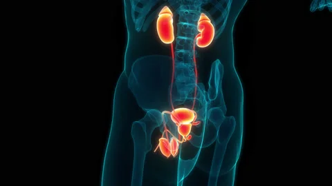 Human Urinary System with Reproductive System Anatomy Animation Concept Stock Footage 220343951