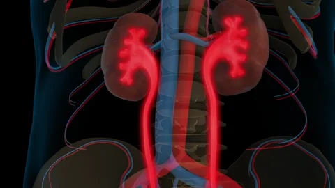 Human urinary system ureters anatomy for medical concept 3D rendering Stock Footage 308187875